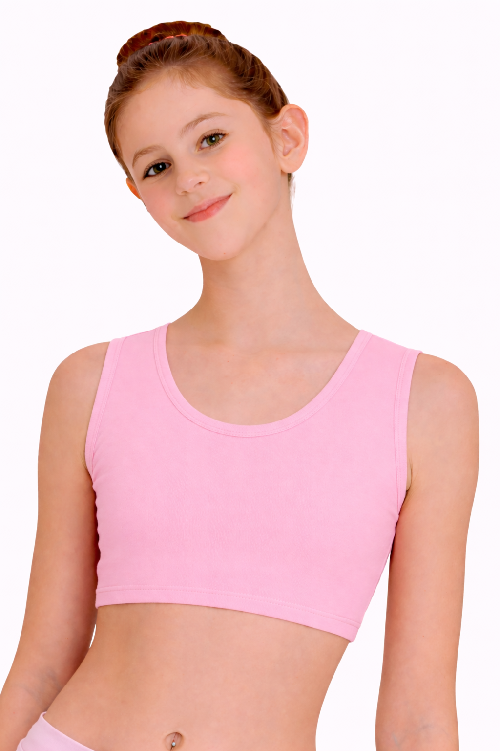 TOP DANZA LYCRA CORTO CON SPALLINE SPESSE ROSA BAMBINA